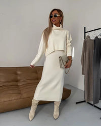 Darla™ Elegant Knit Set | Coordinated Knit Dress and Top - Cream