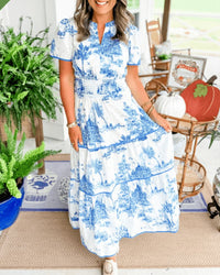 Jireh™ | Women Printed Maxi Dress - Sky Blue
