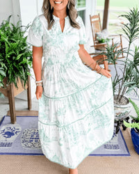 Jireh™ | Women Printed Maxi Dress - Mint Green