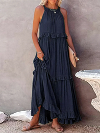 Cherry™ | Flow & Flutter Women Maxi Dress - Navy Blue