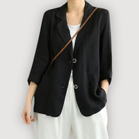 MAREN – LINEN BLAZER - Black