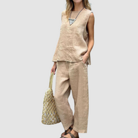 Suzette™| Lightweight Two-Piece Summer Set - Beige