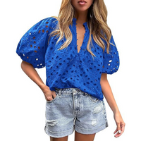 MAYUMI™ – Elegant Chic Puff Sleeve Long Sleeve Top - Blue