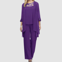 Iva™ Elegant Three-Piece Set | Coordinated Top, Jacket and Trousers - Purple