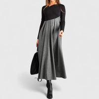 Janet | Elegant Long Sleeve Maxi Dress - Black/Grey