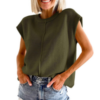 MAISIE™ | Casual Minimalist Crewneck Sleeveless Top - Army Green