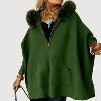 JENNA – HOODED CAPE COAT - Green