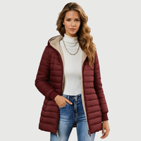 Caro | Sherpa-Lined Winter Coat - Burgundy