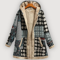 ALYSSA – COSY FLORAL COAT - Black Grey