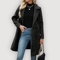RAELYN – CHIC LONG COAT - Black