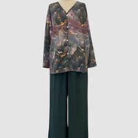 Aurora™ Elegant Printed Two-Piece Set | Floral Comfort Co-Ord - Green