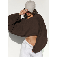 SKYE™ | Women Casual Cropped Pullover Sweatshirt - Brown