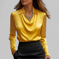 Patricia | Draped Neck Blouse - Yellow