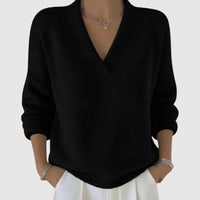 MERLIE – RELAXED V-NECK - Black