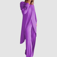 Laine™ Elegant 2-Piece Set | Longline Top and Comfortable Trousers - Purple