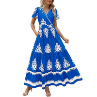 Hellenore™| Women Casual Chic Floral Maxi Dress - Blue