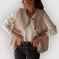 LARA – SHERPA BUTTON VEST - S