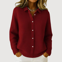 HALISE – BUTTON KNIT CARDIGAN - Wine Red