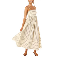 Bellamy™ | Graceful Swing Women Maxi Dress - Beige Apricot