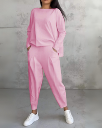 Jackquelin™ Elegant Lounge Set | Matching Chic Top and Trousers - Pink