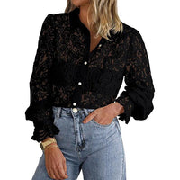 ILAW™ - Chic Long Sleeve Button Down Blouse - Black