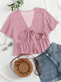 ALTHEA™ – Casual Summer V-Neck Flowy Top - Pink