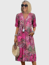 Bella | Elegant Floral Midi Dress - Blush Pink