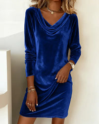 Frosina - Loose Fitting Velvet Dress - Blue