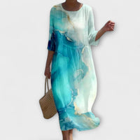 Shae™ | Elegant Women Floral Maxi Dress - Blue and White