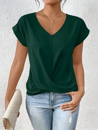 MEIKA™ – Classic Twist Detail V-Neck Top - Green