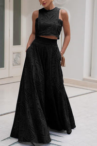 Larissa™ Embroidered Top & High-Waist Maxi Skirt Set | Elegant Two Piece Outfit - Black