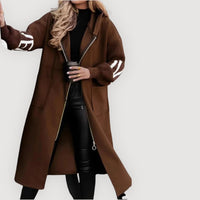 NOELLE – STYLISH LONG COAT - Brown