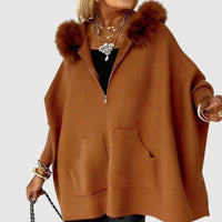 JENNA – HOODED CAPE COAT - Caramel