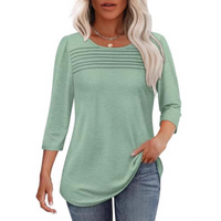 TESSARA™ – Casual Pleated Front Spring Top - Green