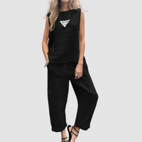 Suzette™| Lightweight Two-Piece Summer Set - Black