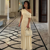 Talia™ | Elegant One Shoulder Evening Maxi Dress - Apricot