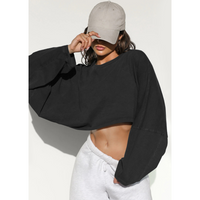SKYE™ | Women Casual Cropped Pullover Sweatshirt - Black