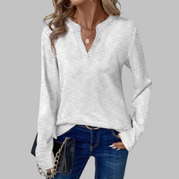 SHUKA™ - Cozy V-Neck Long Sleeve Blouse - White