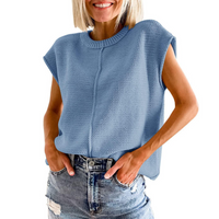 MAISIE™ | Casual Minimalist Crewneck Sleeveless Top - Blue