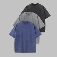 AFINA™ | Women Casual Oversized Wash Crew Neck Unisex Shirt - Black-Grey-Blue