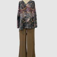 Aurora™ Elegant Printed Two-Piece Set | Floral Comfort Co-Ord - Brown
