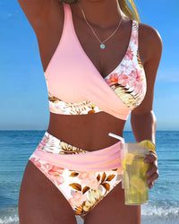 Jolina™ | Floral Contrast Split Bikini - Pink