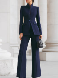 Flora™ Two-Piece Set | Tailored Blazer and Wide-Leg Trousers - Blue