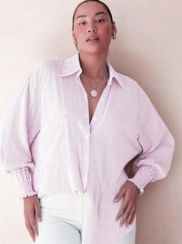 LIGAYA™ – Flowy Plus Size Casual Button-Up Top - Purple
