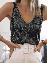 KAITLYN™ | Women Sleeveless Glitter Top - Black