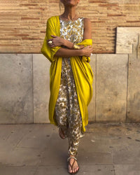 Veronica™ Elegant Two-Piece Set | Flowing Maxi Dress and Lightweight Jacket - Yellow
