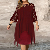 Isabella | Chic Plus Size Midi Dress For Modern Women - Red Wine