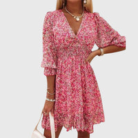 Elisa™ | Floral Puff Sleeve Dress - Pink