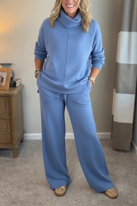 Colleen™ | Women Casual Turtle-neck 2 Piece - Blue