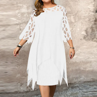 Isabella | Chic Plus Size Midi Dress For Modern Women - White